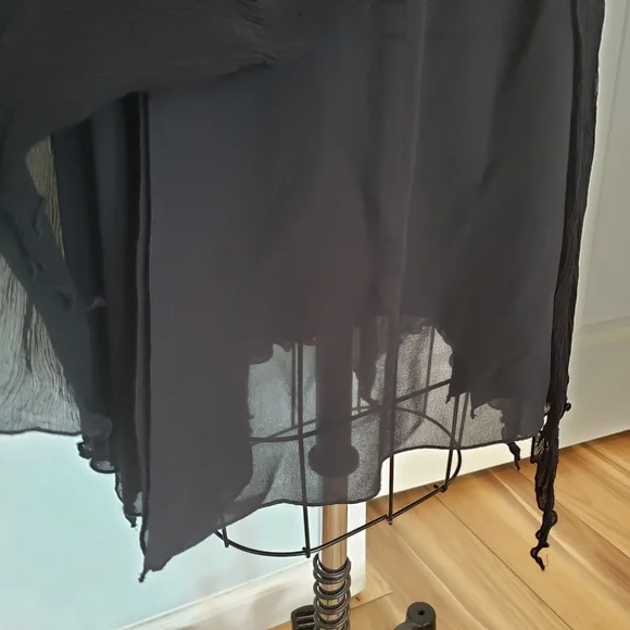 Express Black Silk Hankerchief Hem Skirt, S - Picture 5 of 11